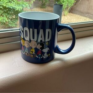Peanuts Gang “Squad” Coffee Mug, Dark Blue w design on both sides